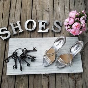 Michael Kors Silver and Clear Heels 7